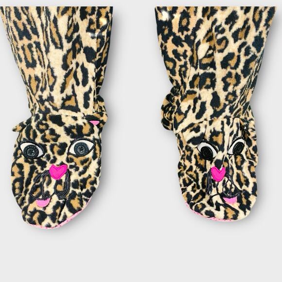 Nick & Nora Leopard Print Footed Pajamas S Womens EXC One Piece Cheetah Cat - Picture 4 of 6
